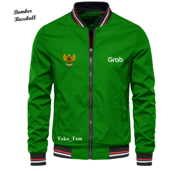 Best seller Jaket baseball distro grab grabbike grabfood original Jaket bomber slimfit grab grabbike