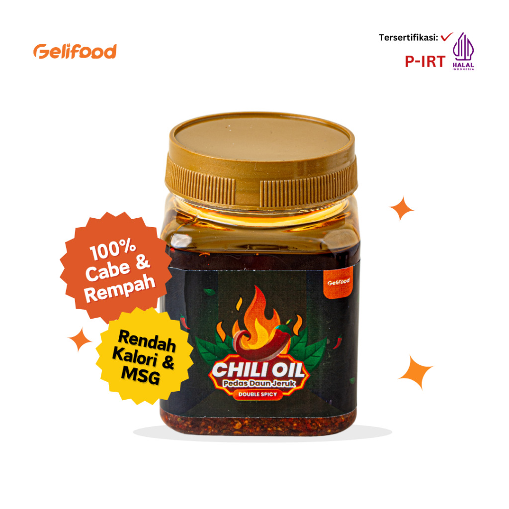 

Geli Food - Chilli Oil Extra Pedas Daun Jeruk Sambal Serbaguna 100% Organik 150gr