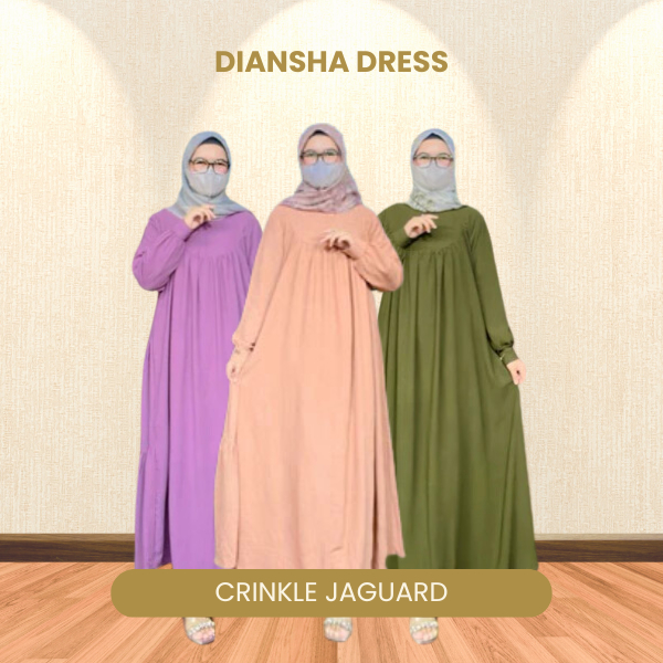 SALE Dress Gamis Polos Diansha Vol 3 Jacquard Crinkle Premium Olivia MJ