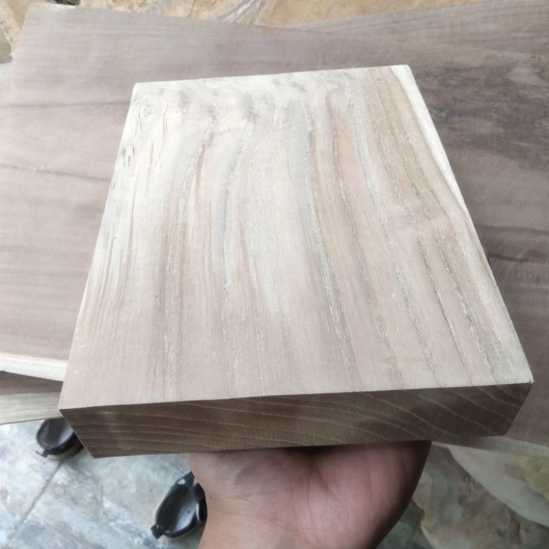 PAPAN KAYU JATI PERHUTANI TEBAL UKURAN P20CM X L15CM X T 4CM / Talenan kayu jati Tebal