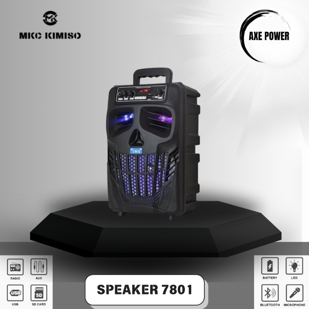 Speaker Karaoke Bluetooth LED 8.8 inch bonus Mic Kabel MKC KIMISO -7801