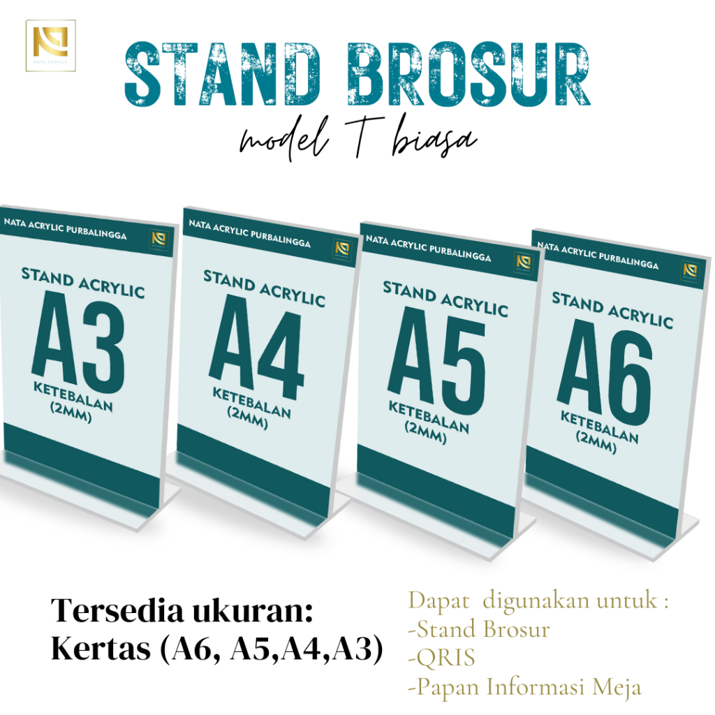 

AKRILIK TEMPAT BROSUR KAKI SEGITIGA/TENT HOLDER/STANDING BROSUR 2MM PREMIUM