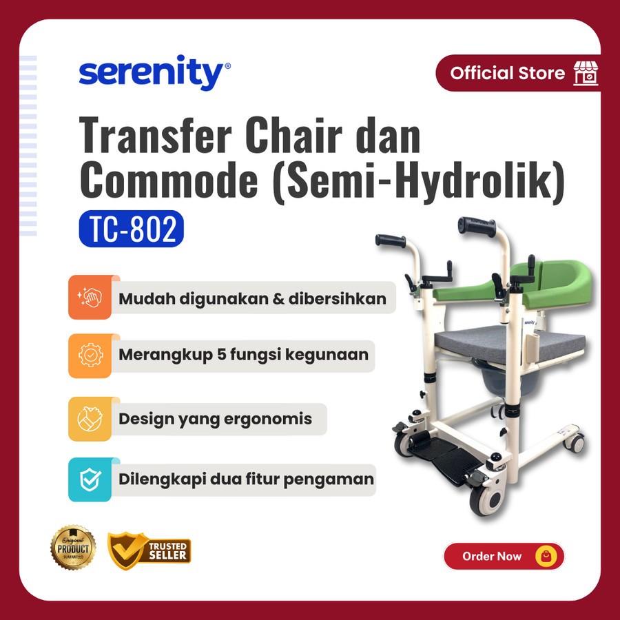 Kursi Transfer dan BAB | Transfer Chair dan Commode TC-802 Serenity