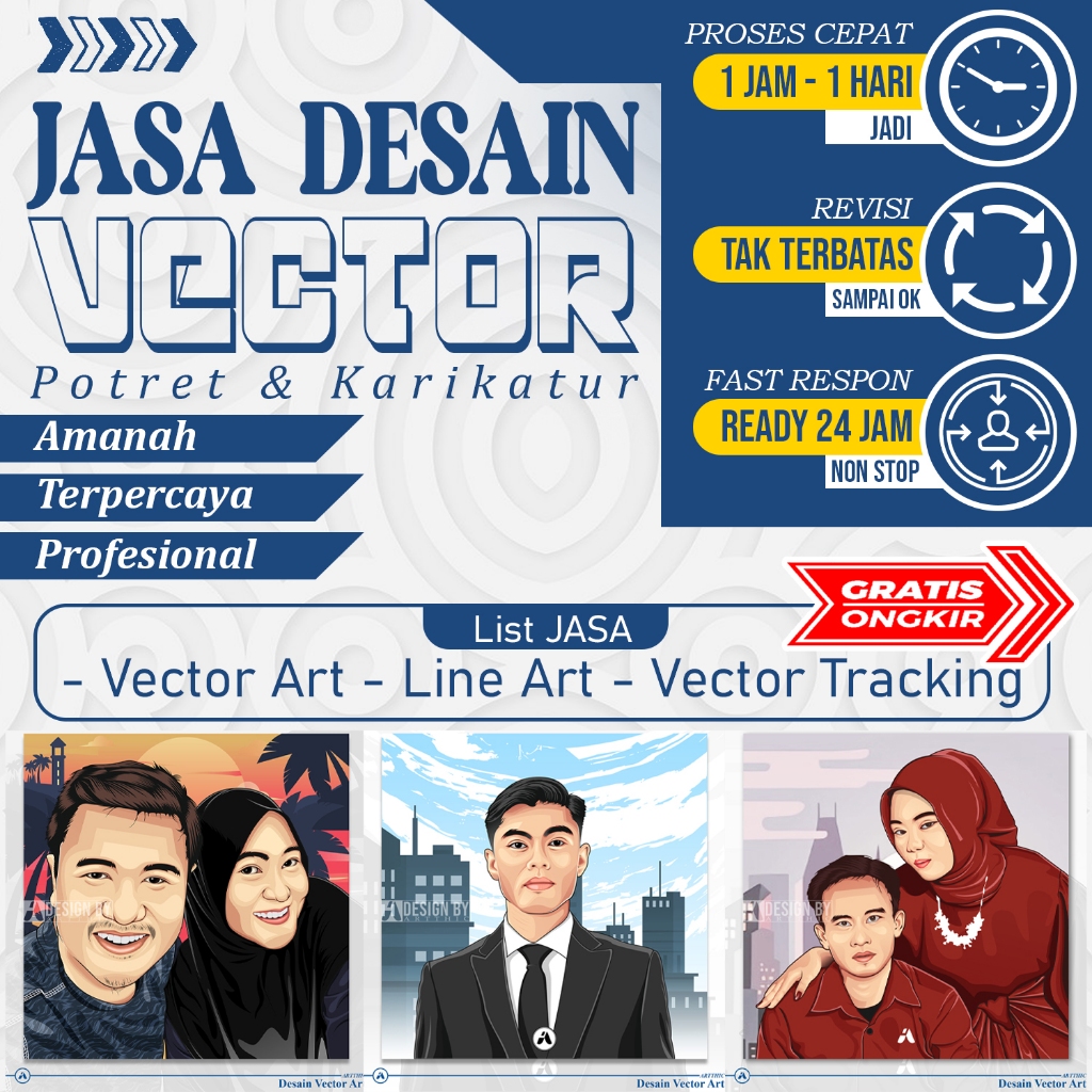 Jasa Desain Seni Vektor, Seni Garis dan traking Vektor potret dan karikatur