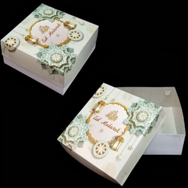 

5 Pcs Box Duplex Putih Idul Fitri Packaging Kue Lebaran Ukuran 25x25x8 cm