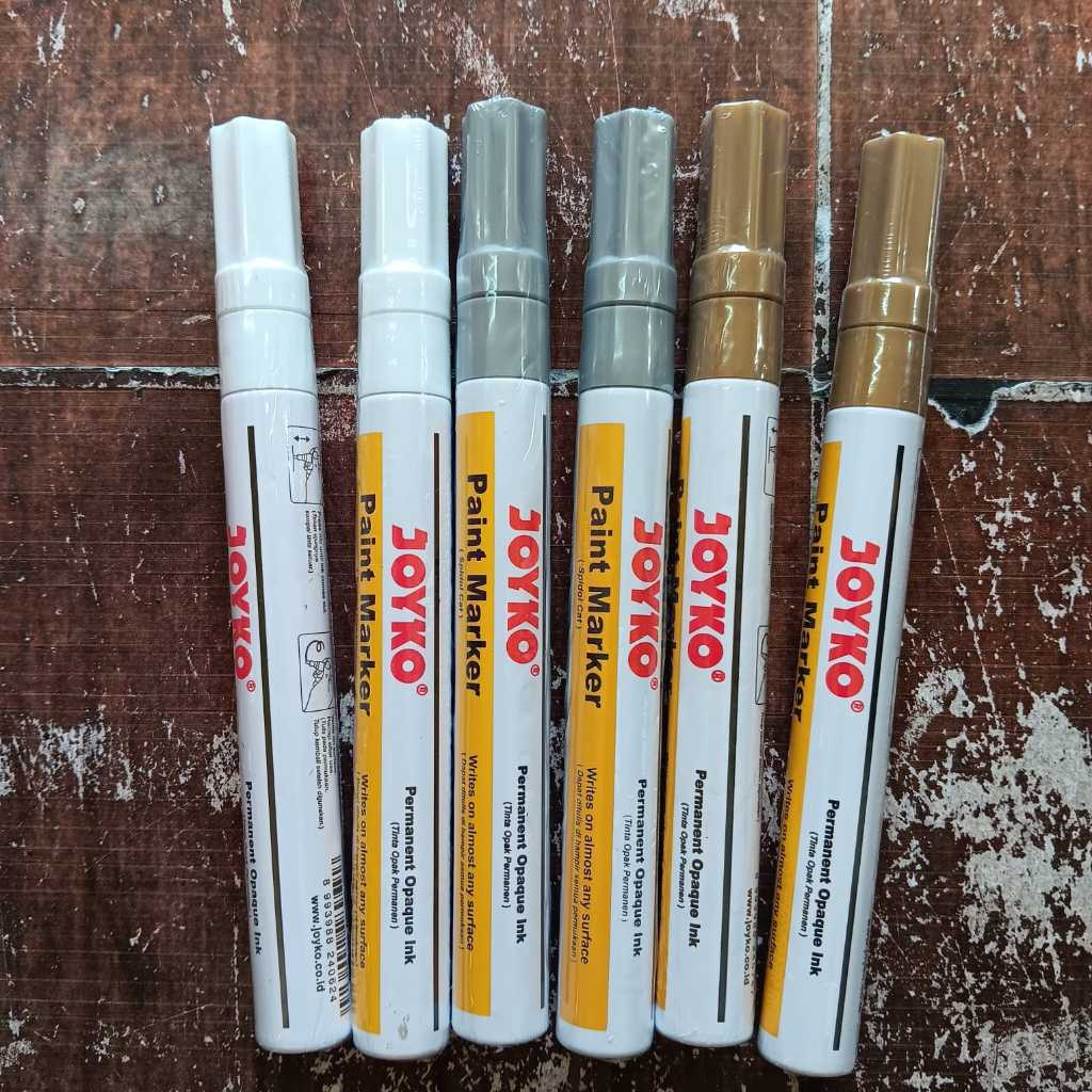

SPIDOL PUTIH,EMAS,SILVER JOYKO SPIDOL CAT WARNA Paint marker ROUND TIP