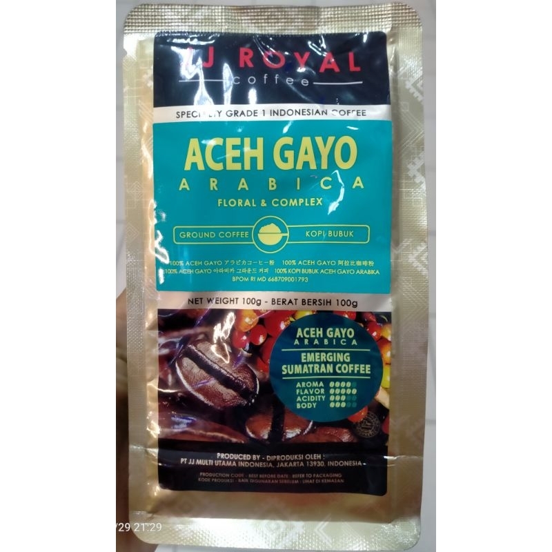

JJ ROYAL COFFEE ACEH GAYO ARABICA FLORAL & COMPLEX 100g / KOPI BUBUK