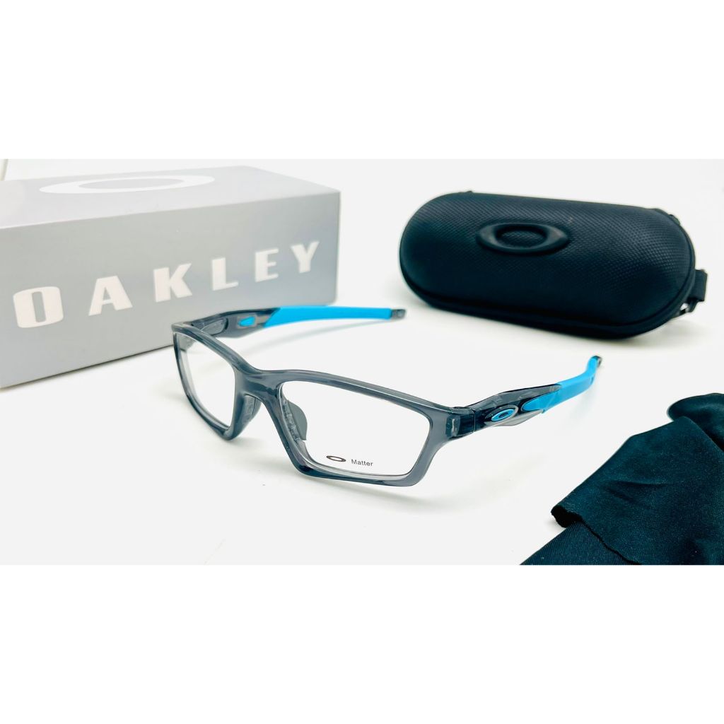 New Kacamata Frem Oakley Crosslink Sweep Lensa Clear Frame Grey Blue Super Premium Elegant