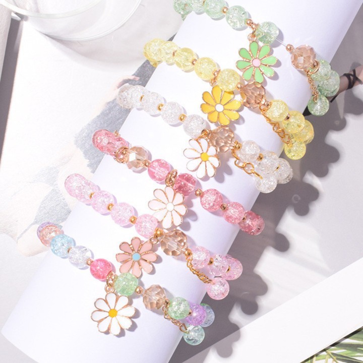 Gelang Tangan Wanita Kristal  Motif Bunga Korea - Gelang Aesthetic Cantik Couple Bestie
