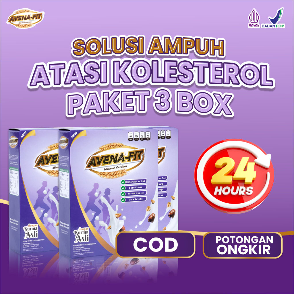 

Paket 3 Box Avena Fit Sereal Sehat - Ampuh Turunkan Kolesterol Tinggi Secara Alami
