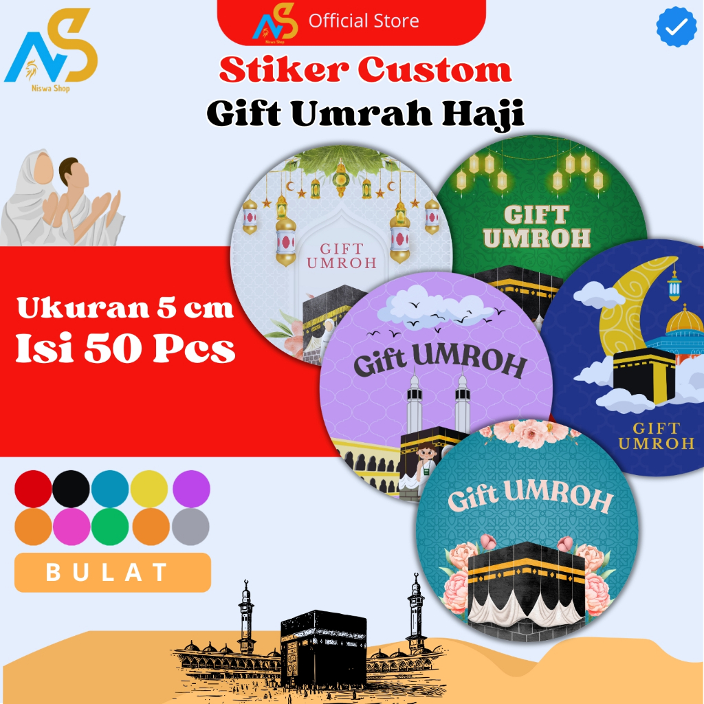 

[ Isi 50 PCS ] STIKER GIFT UMROH - STIKER GIFT HAJI - STIKER UMROH - STIKER HAJI - STIKER GIFT - STIKER OLEH OLEH HAJI - STIKER CUSTOM