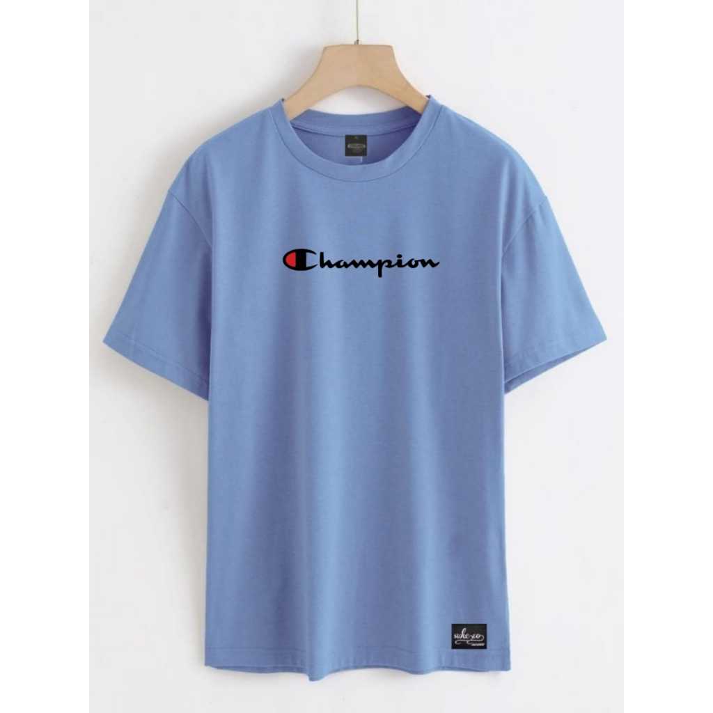 Outfit Casual Champion Original / T-shirt Aesthetic Cowok Keren Lengan Pendek /Kaos Kerah Bulat Prem