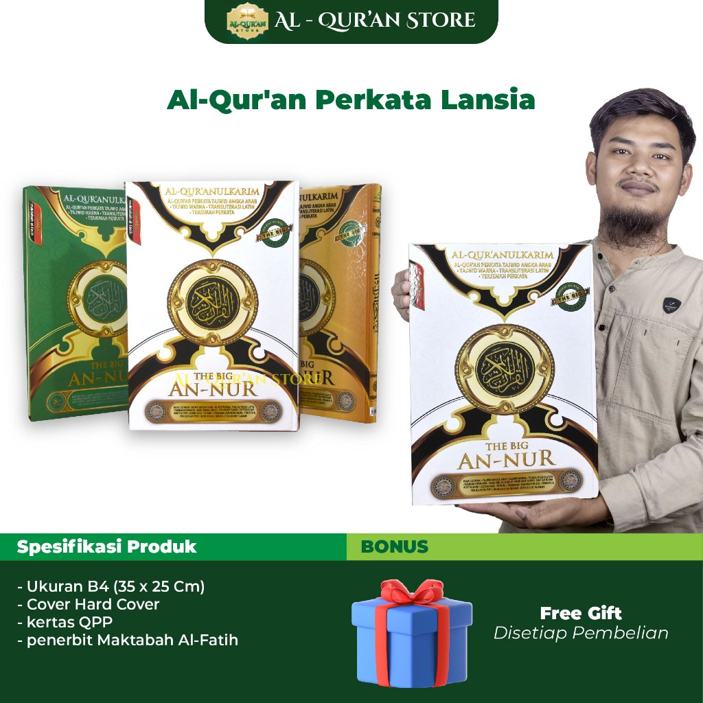 Al Qur An Besar Jumbo Terjemah Perkata Transliterasi Latin Tajwid Warna Angka Arab THE BIG AN-NUR B4