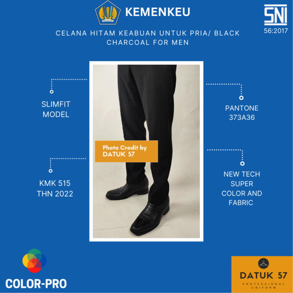International Quality : Celana Executive Seragam Kemenkeu Hitam Keabuan Khusus Pria (Charcoal) [#373