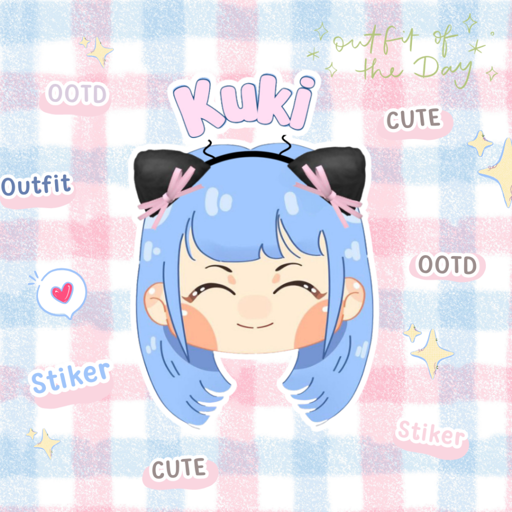 

Stiker Cute Kuki Outfit Sticker Label