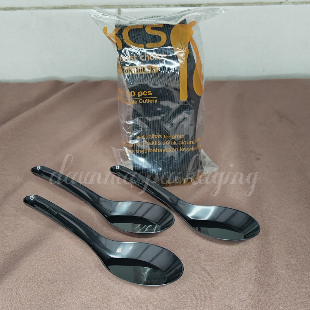 Sendok Bebek KCS Hitam Sendok Makan Sup sendok Plastik [50pcs]