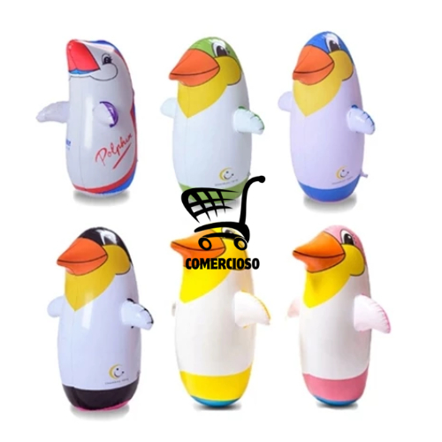 Mainan Anak Kecil Balon Karet Karakter Penguin Permainan Tinju Tinjuan Samsak Boneka Angin Berdiri