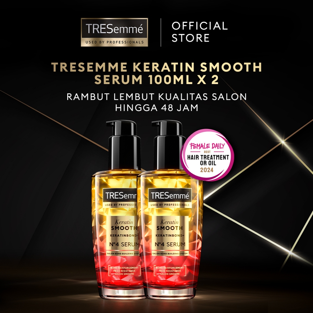 TRESemme Keratin Smooth Hair Serum (100ml x2) dengan Hydrolyzed KeratinBond+ FRIZZ RESISTANCE Comple