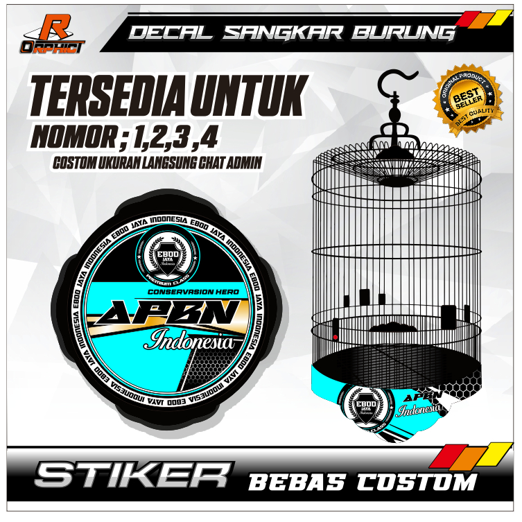 STICKER CUSTOM DECAL SANGKAR KANDANG BURUNG MURAI STIKER APBN KW