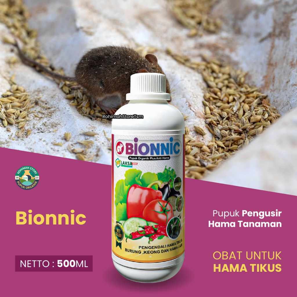 Bionnic 500ml Pupuk Obat Hama Untuk Tikus Padi Paling Ampuh - Obat Organik Cair Pelebat Padi Terlari