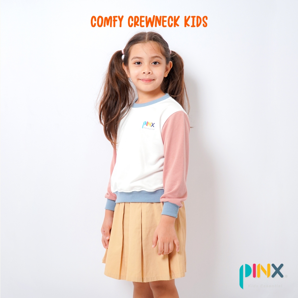 SALE PinxKids - Sweater Crewneck Anak Unisex Comfy usia 1 - 10 tahun Twotone Blue Pink