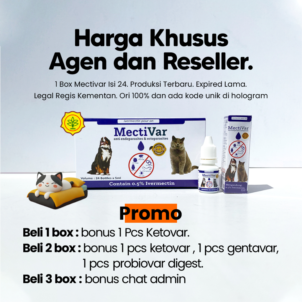 Mectivar - Obat Kutu Anjing / Obat Kutu Kucing Tungau Caplak Cacing Kucing Mectivar