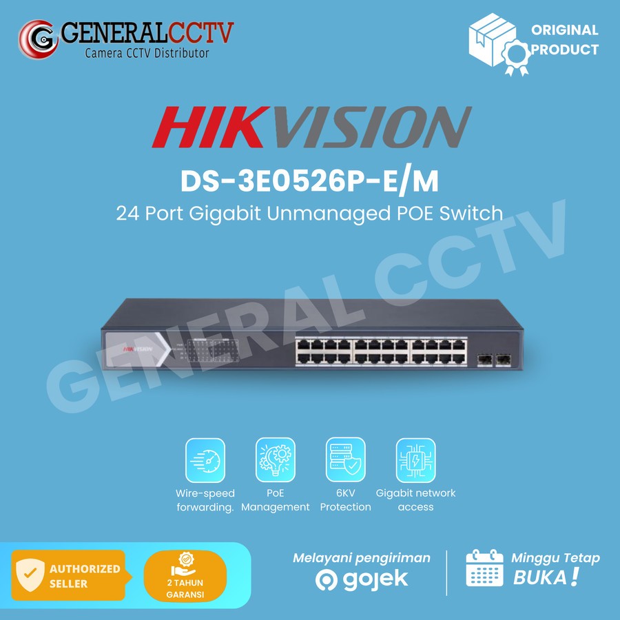 POE SWITCH Hub 24 Port Gigabit Hikvision DS-3E0526P-E/M + 2 PORT SFP