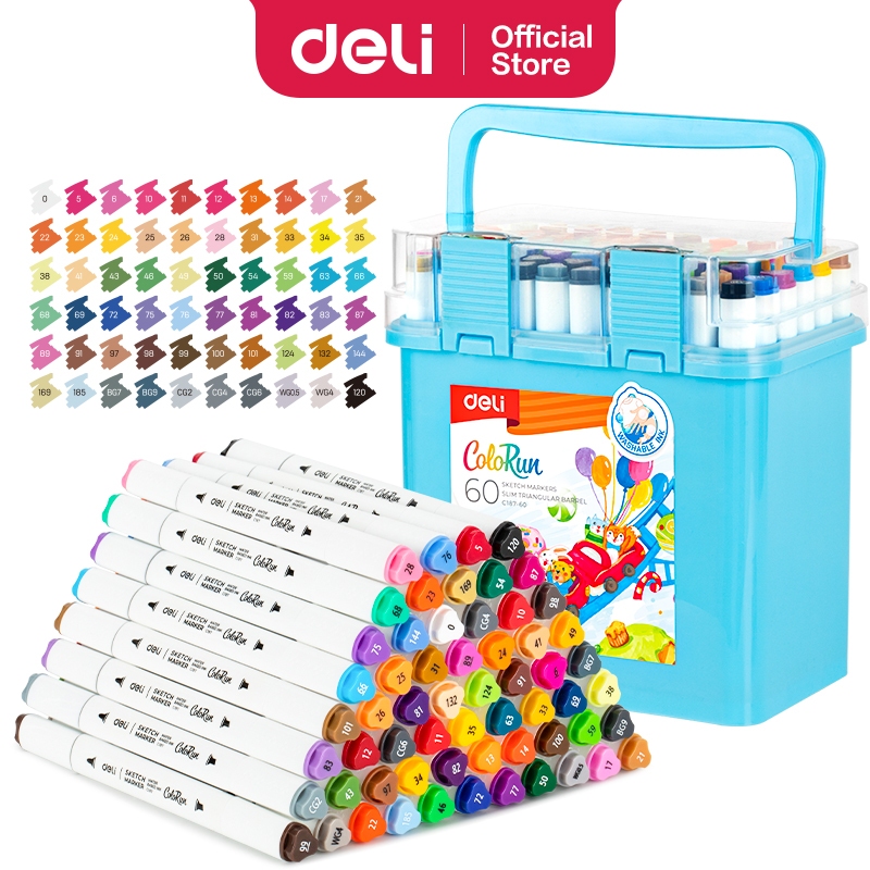

Deli Spidol Warna Dual Tip / Spidol Sketsa / Water Based Sketch Marker Ergonomis EC187