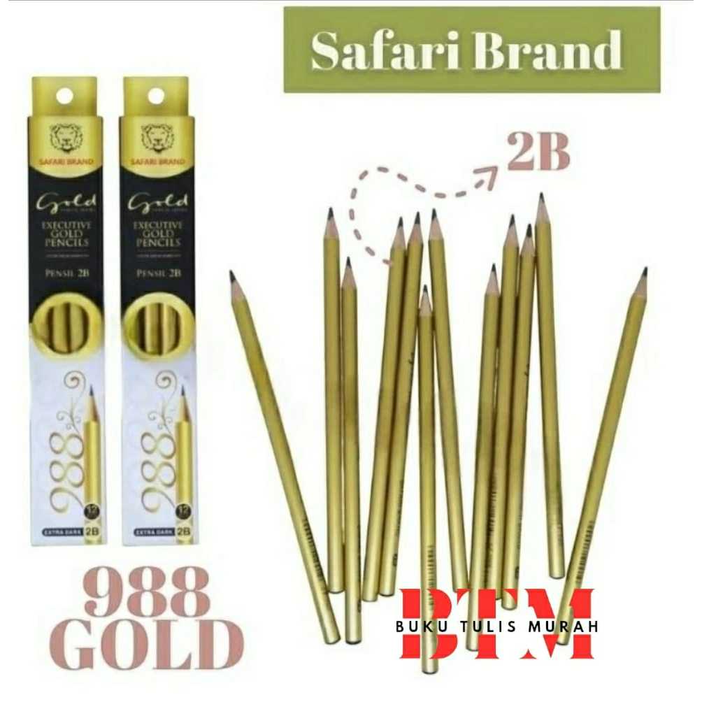 

(12 Pcs) Pensil Gold 2B Premium Merk Safari | BTM
