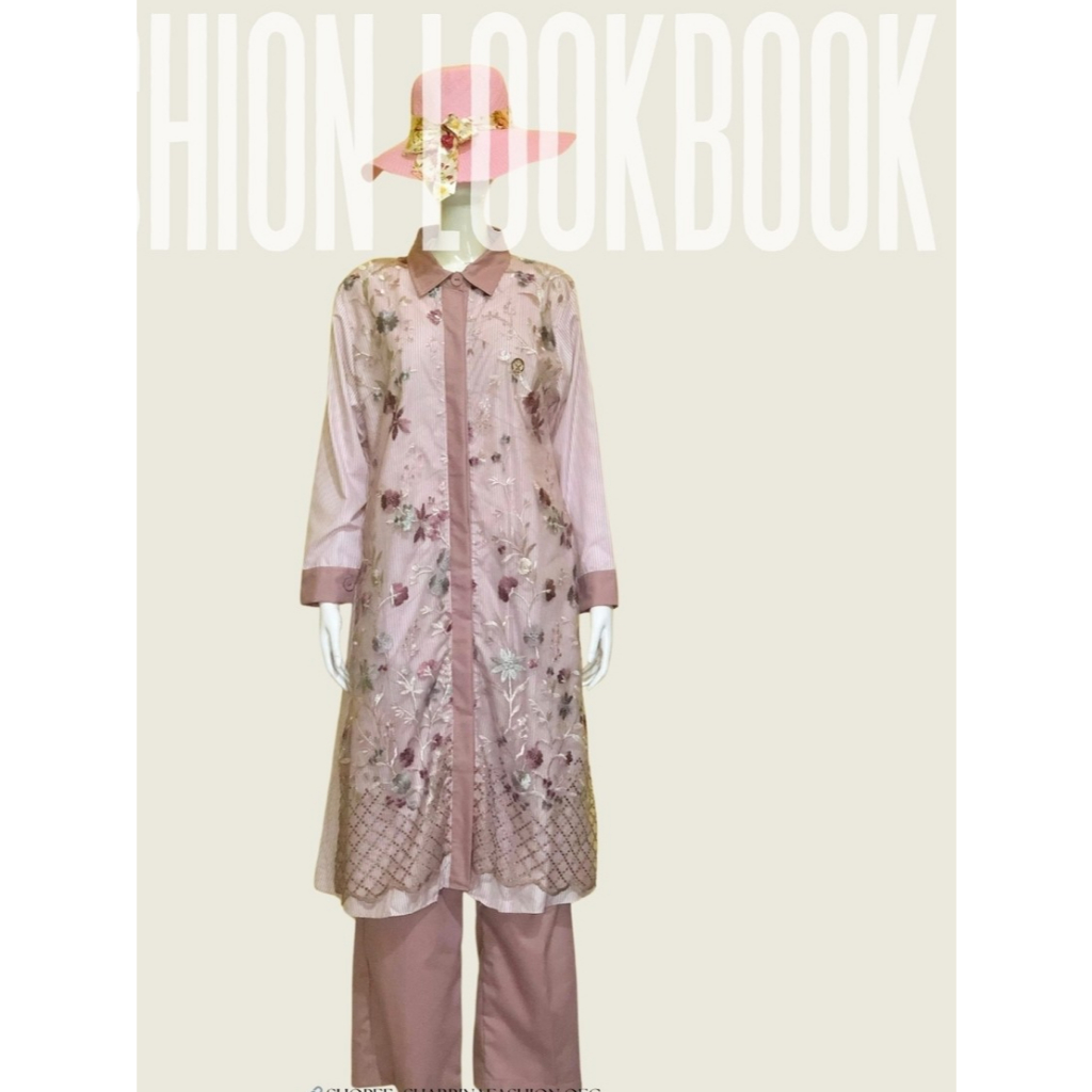 060. AEs - setelan celana baju lebaran wanita katun brokat premium