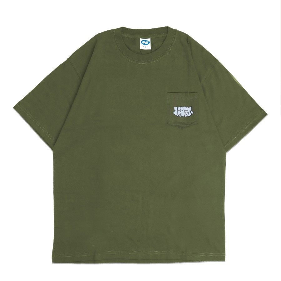 VAST Kaos Pria - Throw Up - Pocket - Green Army