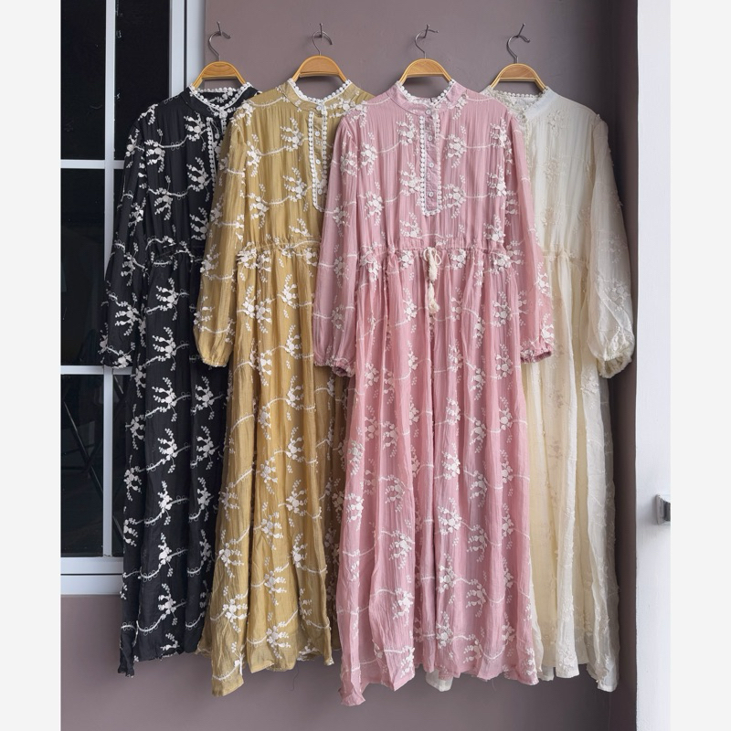 Zahra dress, dress vns lafreya, dress goldy, Dress Maxi, gamis bangkok, gamis putih, white maxi, dre