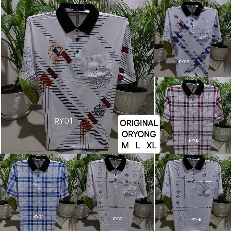 KAOS BERKERAH PRIA DEWASA ORYONG ORIGINAL SIZE M L XL KODE RY1-RY32
