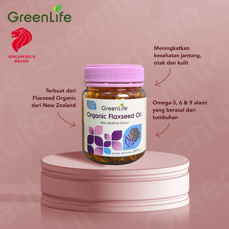 GreenLife Organic Flaxseed Oil isi 240 SoftGel untuk Kesehatan Jantung Omega 3