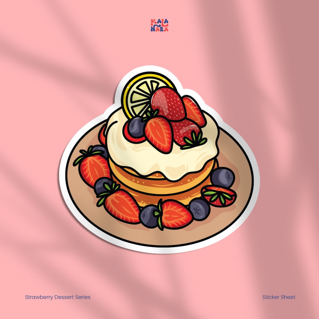 

Sticker Die Cut Strawberry Dessert pancake