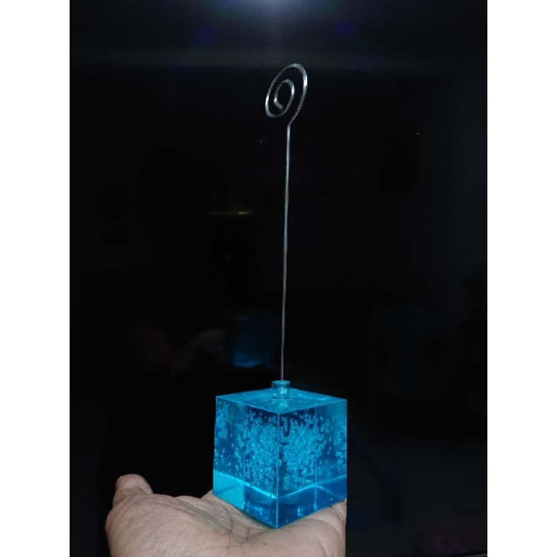 

IKEA Bubbles In Lucite Block Wire Holder For Picture Or Greeting Card