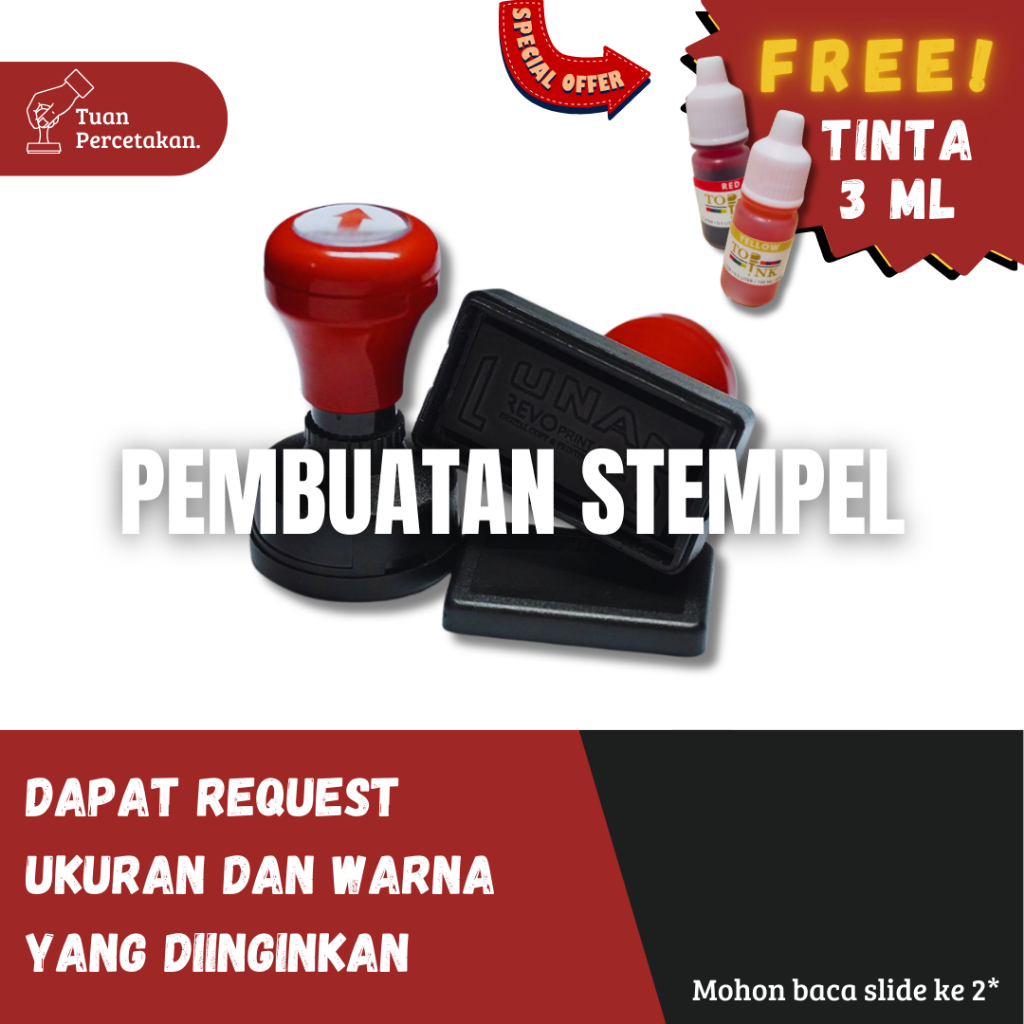 

Buat / Cetak Stempel | Berbagai Warna dan Ukuran | Berkualitas, Tajam, dan Cepat