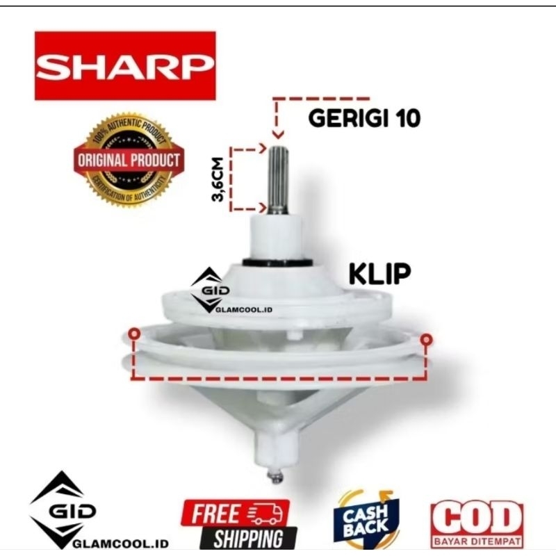 ES-T77DA GEARBOX GEARBOEX MESIN CUCI SHARP 2 TABUNG ES T77 DA