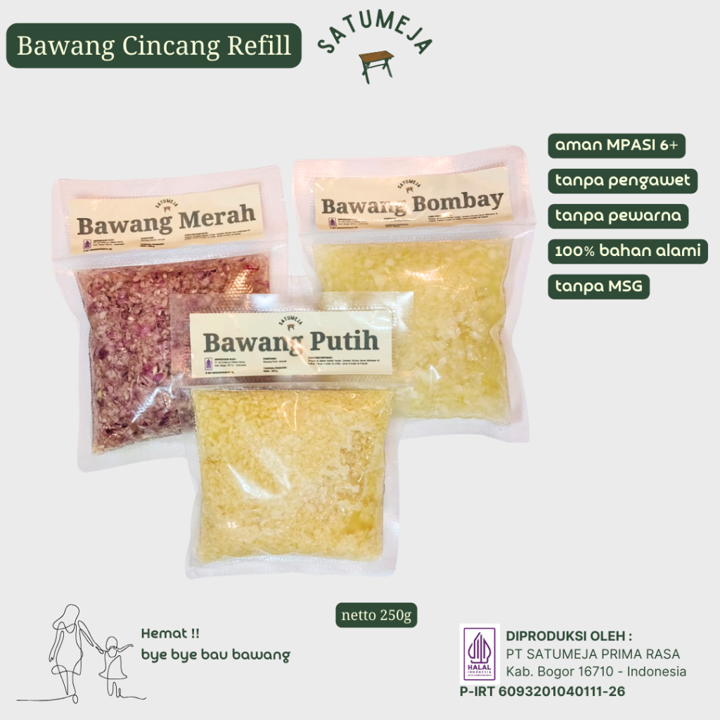 

SATUMEJA - Baceman Bawang Merah / Bawang putih / Bawang bombay Dapur Masak Instan