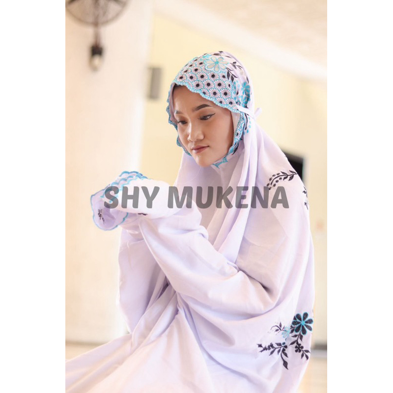 mukena terusan lajuran dewasa santriwati putih mukena terusan dewasa bordir lajuran katun