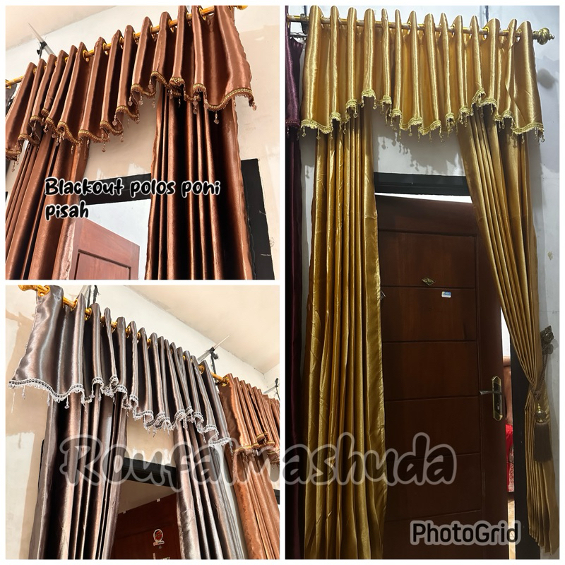 (satu set poni sama gorden)gorden import polos poni pisah lebar 1mtr&1.5 mtr