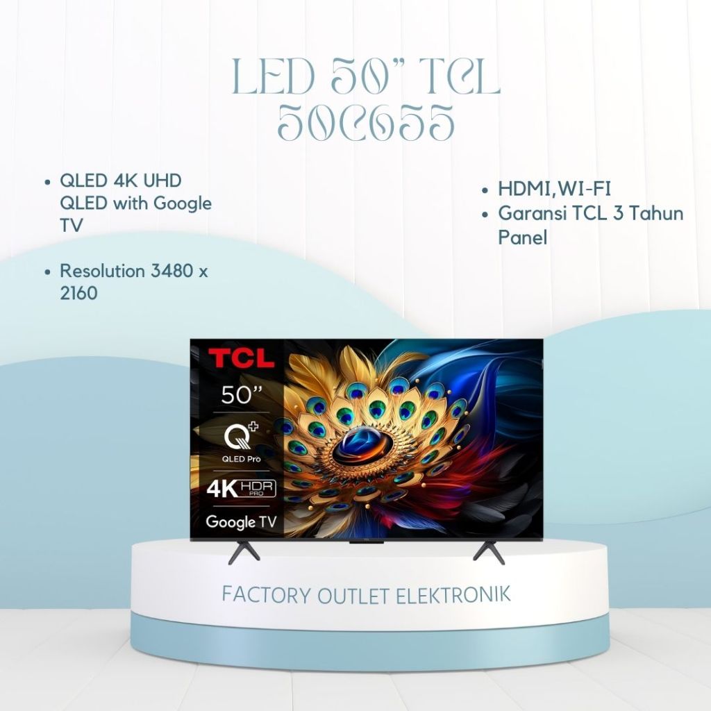 LED TCL 50" QLED 50C655 SMART GOOGLE TV