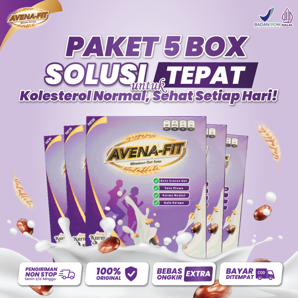 

Paket 5 Box Avenafit - Menu Sarapan Sehat Turunkan Kolesterol Mecegah Masalah Jantung dan Menjaga Kesehatan Pencernaan