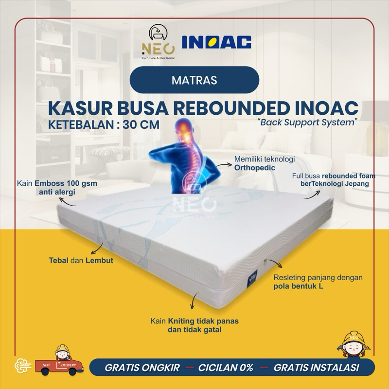 NEO - KASUR BUSA REBOUNDED INOAC  TEBAL 30CM TANPA PER INOAC ORGINAL 100%  KASUR BUSA LATEX  MATRASS