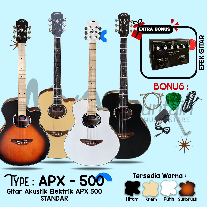 Gitar APX Custom Akustik Elektrik EQ 7545R Paket Bundling Efek Delay dan Reverb