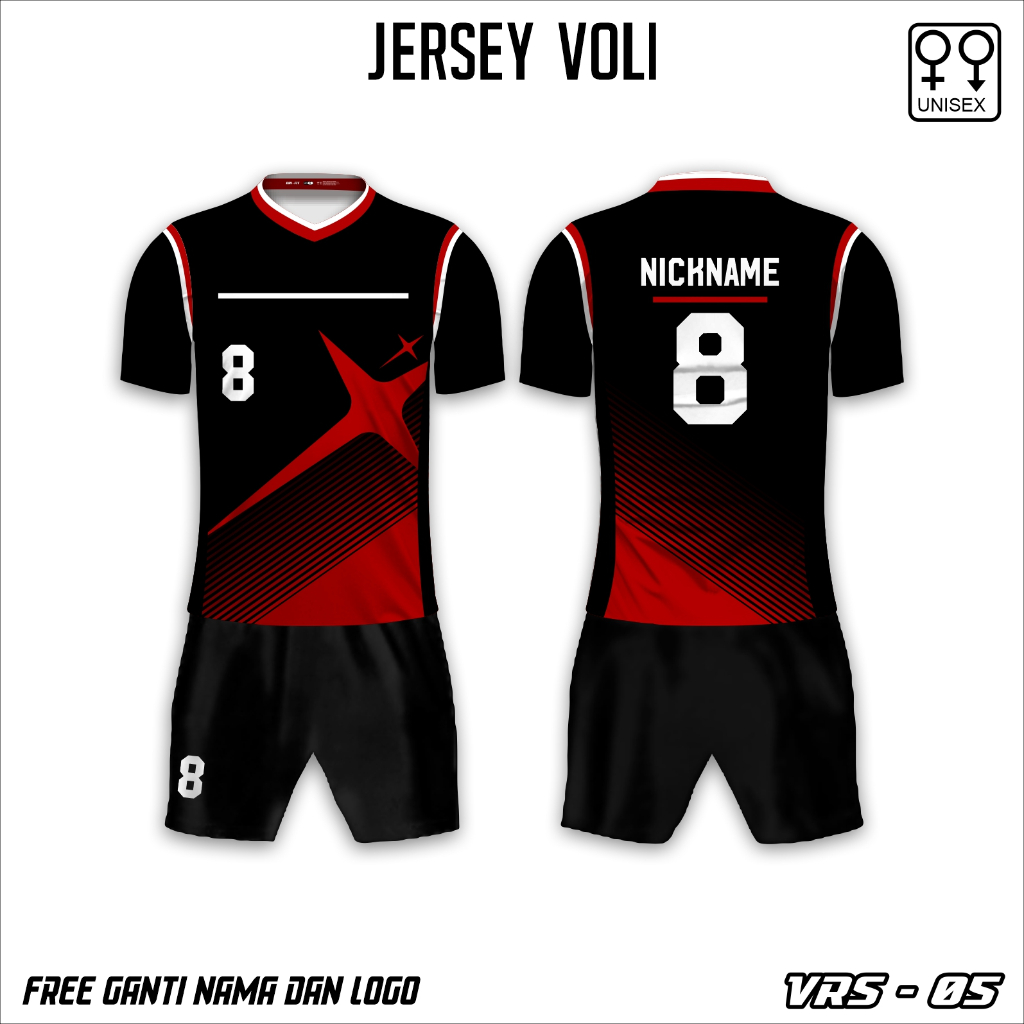 Setelan kaos jersey voli red spark baju olah raga voliball