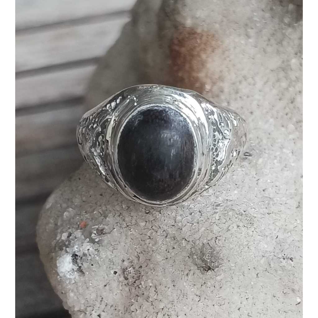 Natural Kayu Wunglen Langka Size Kantoran Ring Perak 925 HM