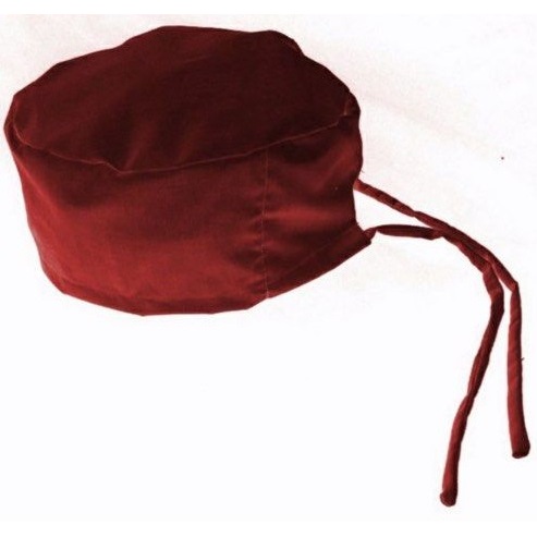 masker kain katun dan topi scrub maroon