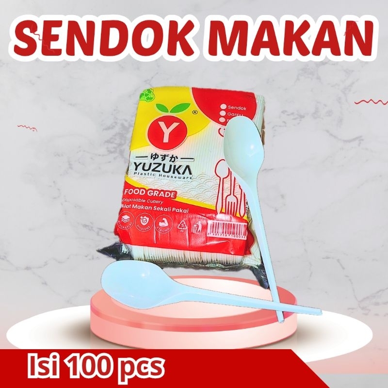 [isi 100] Sendok Makan Plastik Yuzuka / Sendok Makan Plastik Putih / Sendok Makan / Sendok Putih
