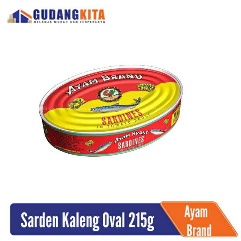 

Ikan Sarden Kaleng Oval Ayam Brand 215gr